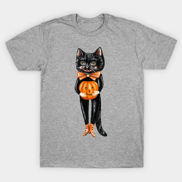 Black cat with pumpkin T-Shirt by KayleighRadcliffe